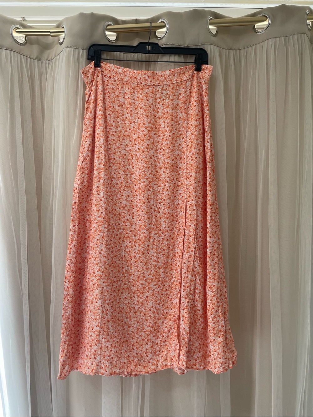 Floral Midi Skirt in Coral Pink